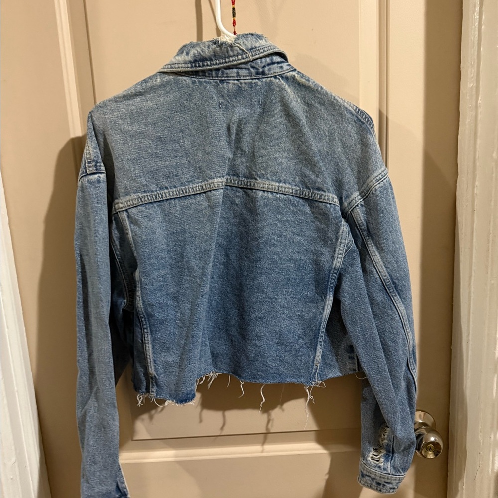 Zara Distressed Blue Denim Jacket - Picture 3 of 3